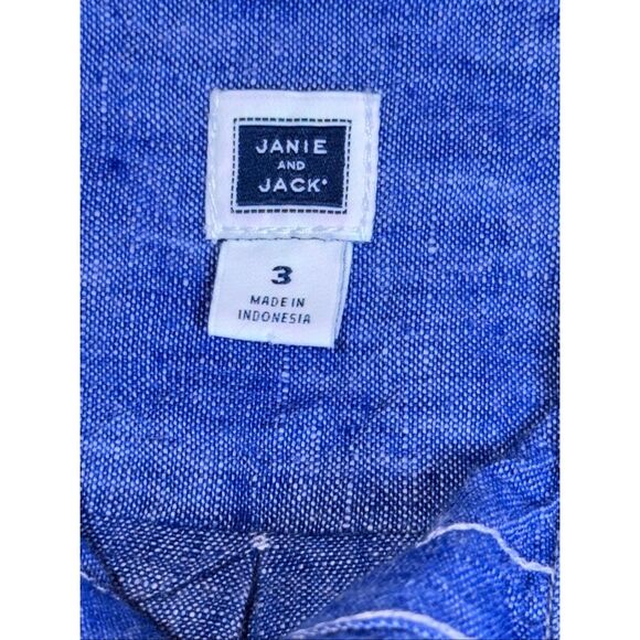 Janie and Jack 100% Linen Blue Button Down Shirt - Picture 3 of 4